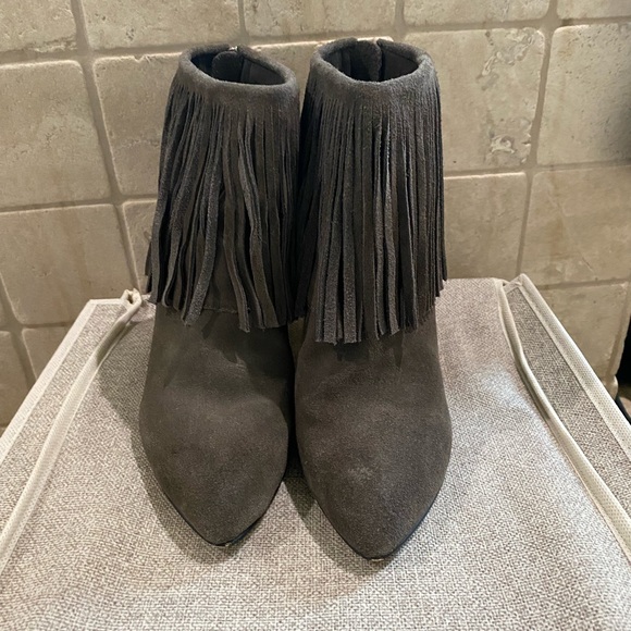 Suede Fringe Wedge Bootie - Picture 2 of 6